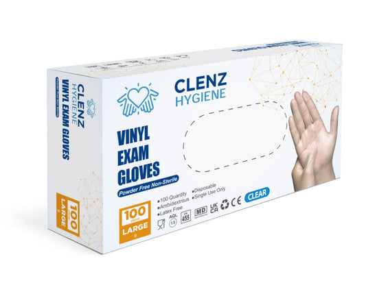 Clenz Clear Vinyl Gloves Large