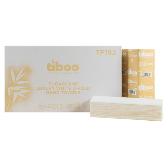 Tiboo - Luxury 2ply Sugarcane Z-Fold Hand Towels - 23X23CM (15X200m)