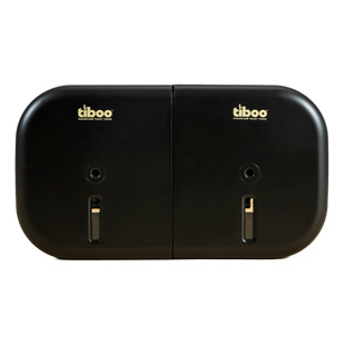 Tiboo - System X - Twin Mini Centrefeed Toilet Tissue Dispenser - BLACK